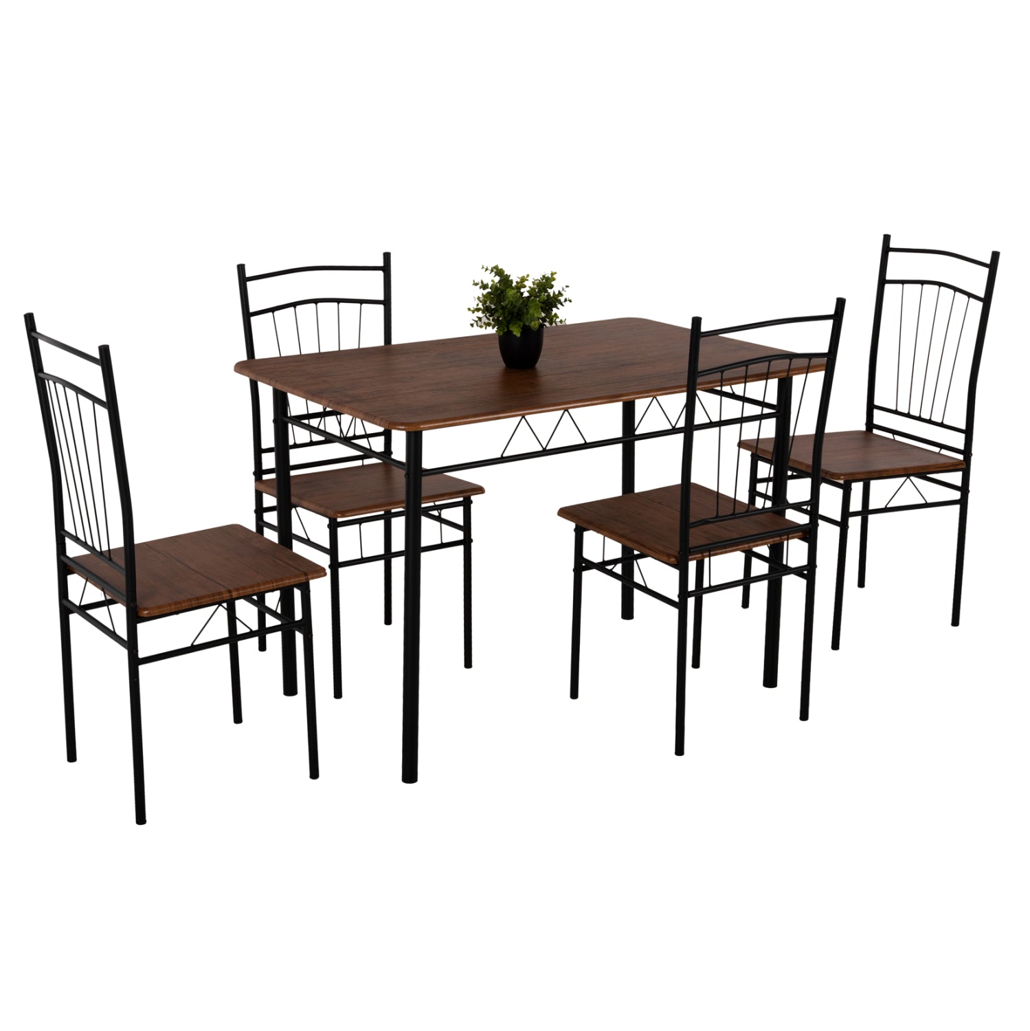 ΣΕΤ ΤΡΑΠΕΖΑΡΙΑΣ 5ΤΜΧ PEARY HM9416.11 ΜΕΤΑΛΛΟ ΜΑΥΡΟ-MDF ΚΑΡΥΔΙ 110x60x74Yεκ. - Pakobazaar