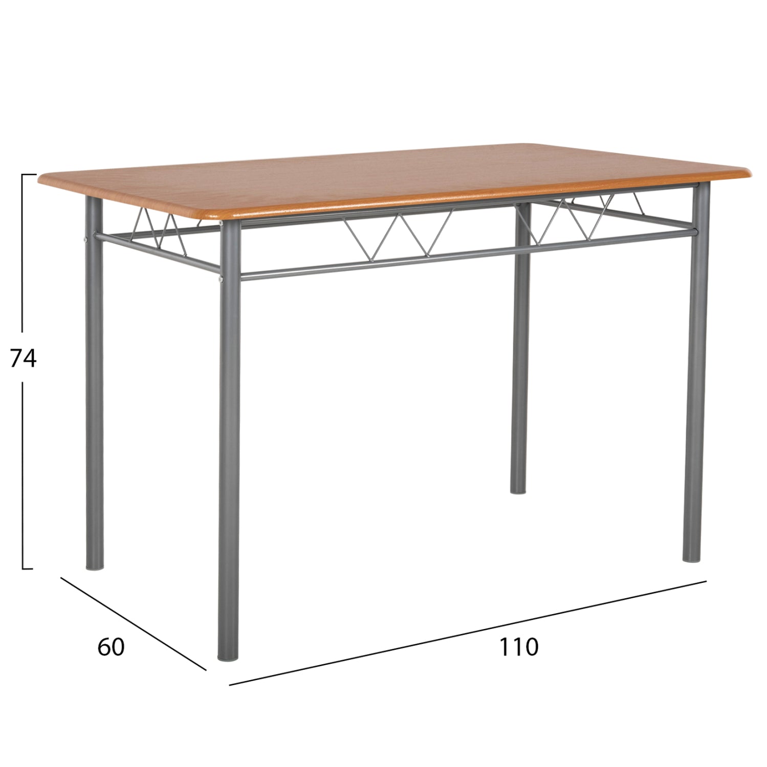 ΣΕΤ ΤΡΑΠΕΖΑΡΙΑΣ 5ΤΜΧ PEARY HM9416.12 ΜΕΤΑΛΛΟ ΑΣΗΜΙ-MDF ΣΟΝΑΜΑ 110x60x74Yεκ. - Pakobazaar