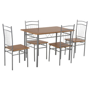 ΣΕΤ ΤΡΑΠΕΖΑΡΙΑΣ 5ΤΜΧ PEARY HM9416.12 ΜΕΤΑΛΛΟ ΑΣΗΜΙ-MDF ΣΟΝΑΜΑ 110x60x74Yεκ. - Pakobazaar