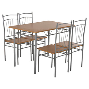 ΣΕΤ ΤΡΑΠΕΖΑΡΙΑΣ 5ΤΜΧ PEARY HM9416.12 ΜΕΤΑΛΛΟ ΑΣΗΜΙ-MDF ΣΟΝΑΜΑ 110x60x74Yεκ. - Pakobazaar