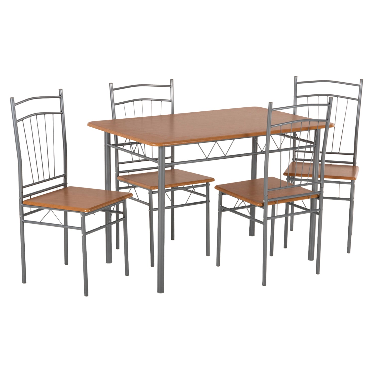 ΣΕΤ ΤΡΑΠΕΖΑΡΙΑΣ 5ΤΜΧ PEARY HM9416.12 ΜΕΤΑΛΛΟ ΑΣΗΜΙ-MDF ΣΟΝΑΜΑ 110x60x74Yεκ. - Pakobazaar