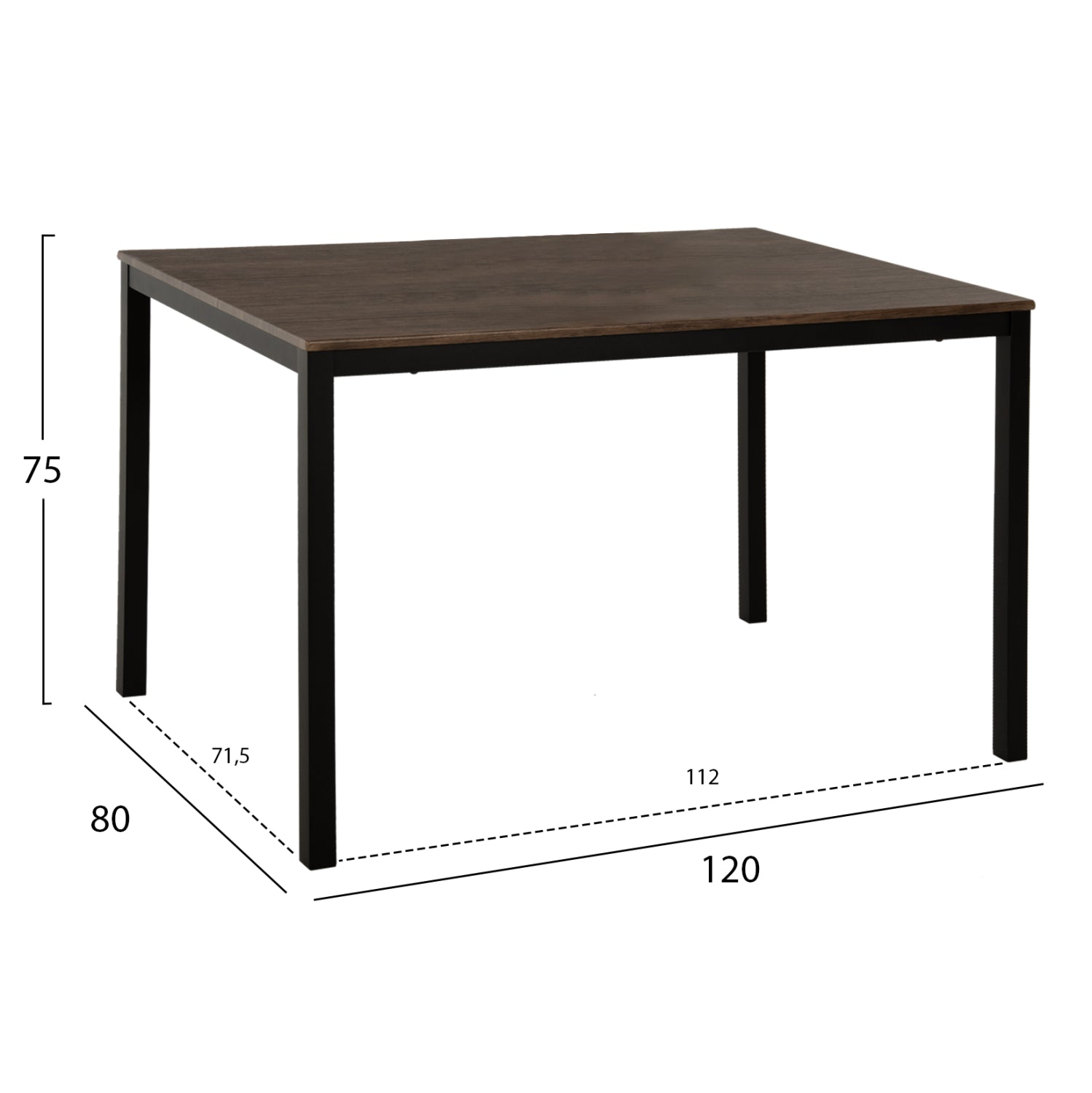ΣΕΤ ΤΡΑΠΕΖΑΡΙΑΣ GOOSE 5ΤΜΧ HM9530.01 MDF ΚΑΡΥΔΙ-ΜΕΤΑΛΛΟ ΜΑΥΡΟ 120x80x75Yεκ. - Pakobazaar
