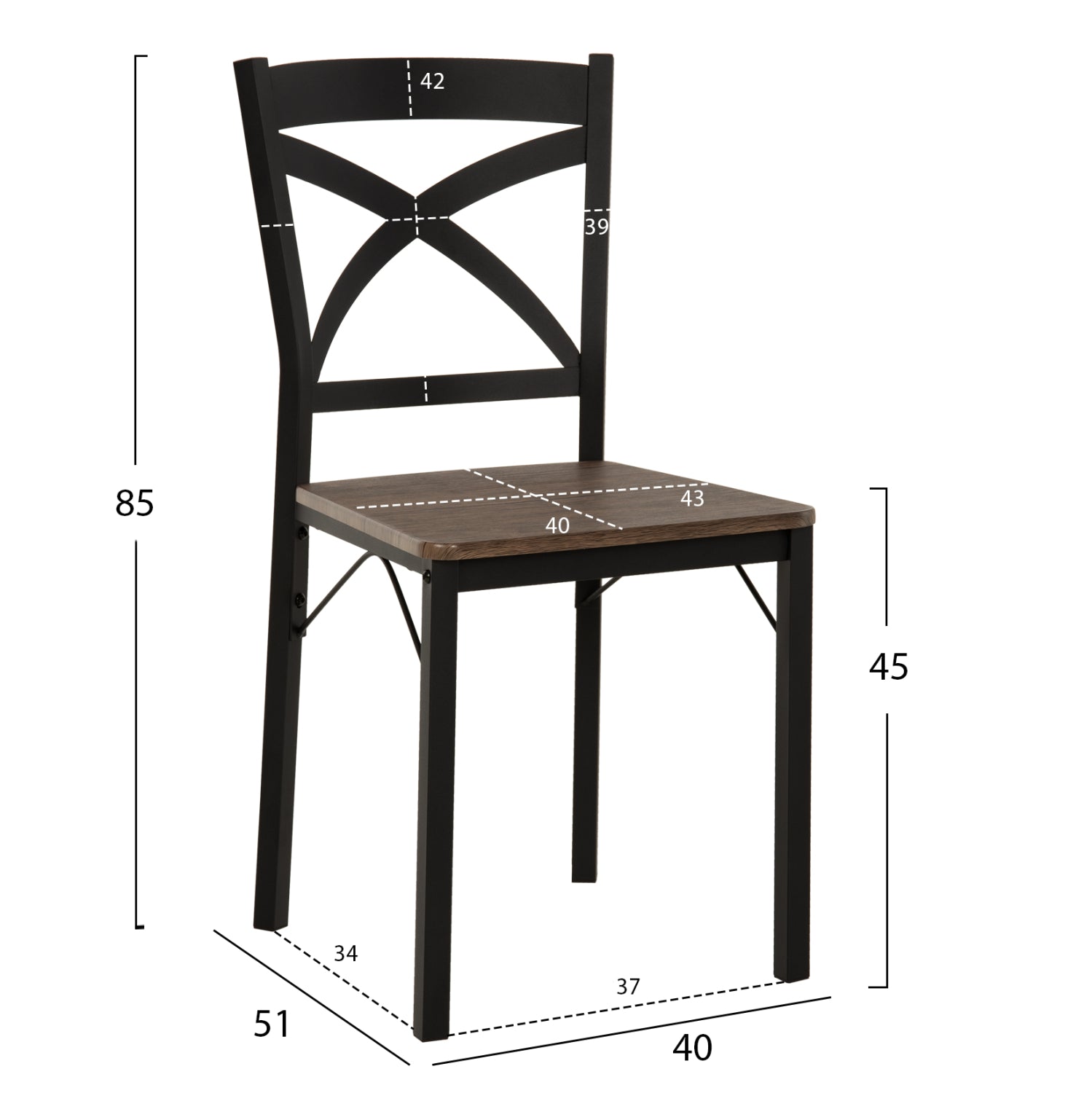 ΣΕΤ ΤΡΑΠΕΖΑΡΙΑΣ GOOSE 5ΤΜΧ HM9530.01 MDF ΚΑΡΥΔΙ-ΜΕΤΑΛΛΟ ΜΑΥΡΟ 120x80x75Yεκ. - Pakobazaar