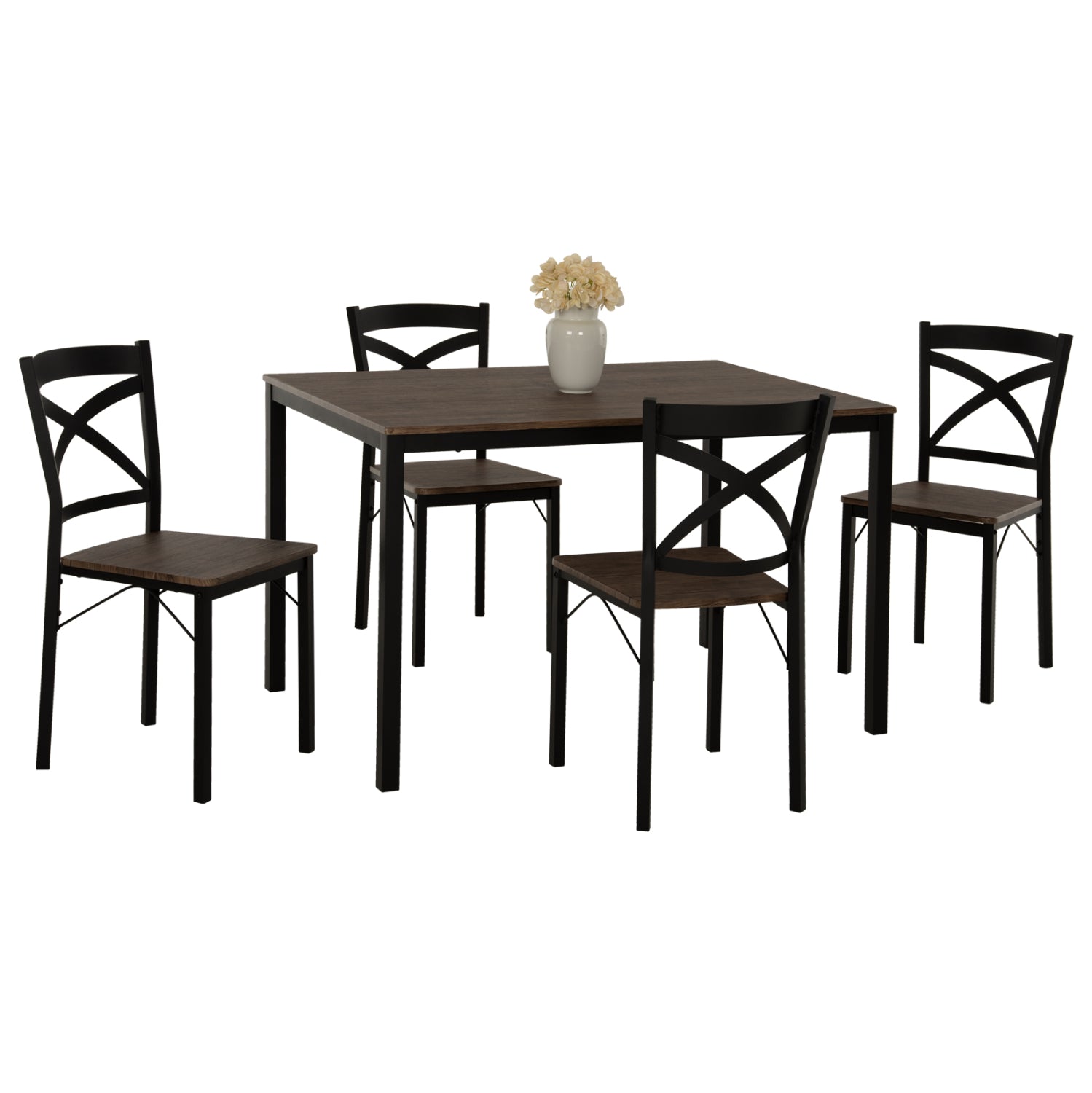 ΣΕΤ ΤΡΑΠΕΖΑΡΙΑΣ GOOSE 5ΤΜΧ HM9530.01 MDF ΚΑΡΥΔΙ-ΜΕΤΑΛΛΟ ΜΑΥΡΟ 120x80x75Yεκ. - Pakobazaar