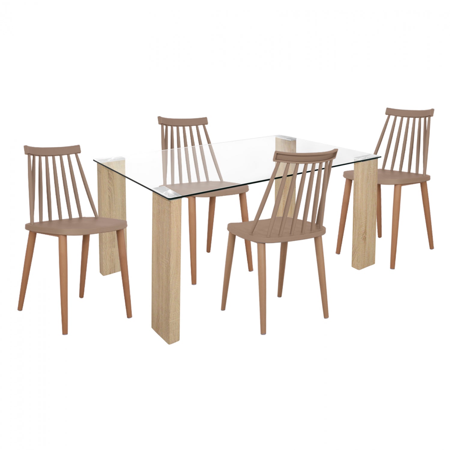 ΣΕΤ ΤΡΑΠΕΖΑΡΙΑΣ 5ΤΜΧ ΓΥΑΛΙΝΟ ΤΡΑΠΕΖΙ & ΚΑΡΕΚΛΕΣ HM11593 - Pakobazaar