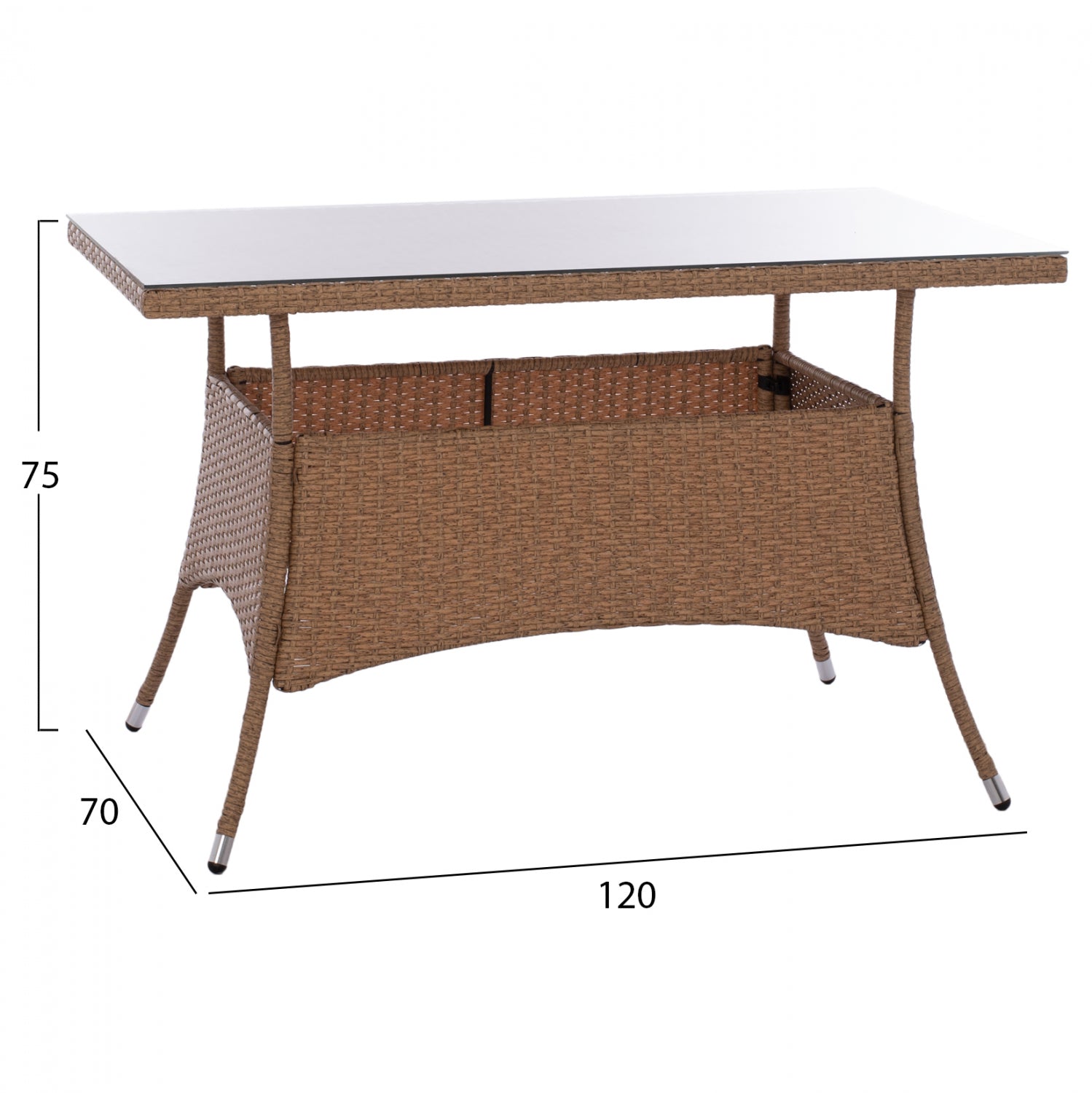 ΣΕΤ ΤΡΑΠΕΖΑΡΙΑΣ 5ΤΜΧ ΤΡΑΠ. 120Χ70 & ΠΟΛΥΘΡΟΝΕΣ WICKER RATTAN ΜΠΕΖ ΚΑΦΕ HM11712.32 - Pakobazaar