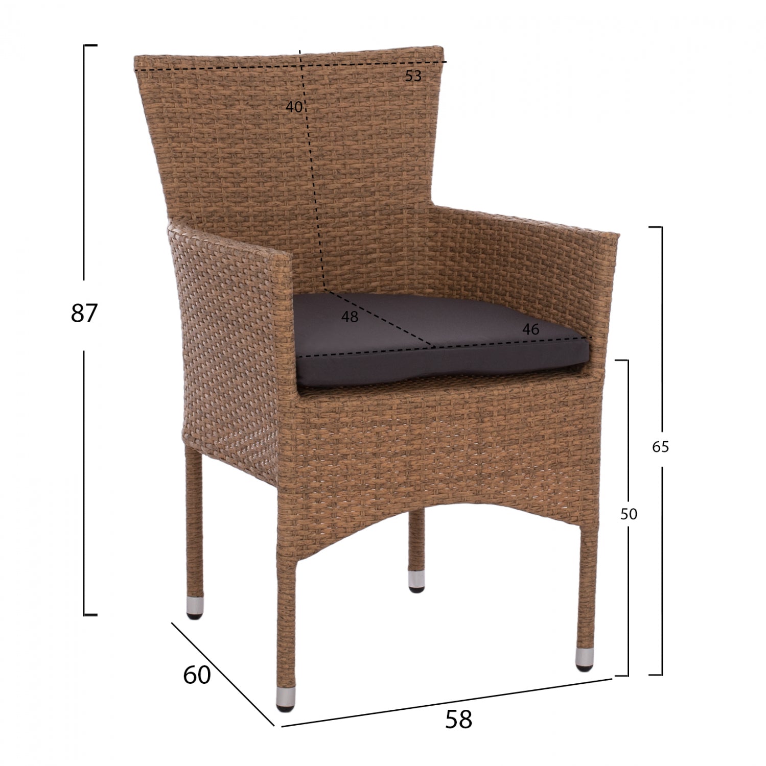 ΣΕΤ ΤΡΑΠΕΖΑΡΙΑΣ 5ΤΜΧ ΤΡΑΠ. 120Χ70 & ΠΟΛΥΘΡΟΝΕΣ WICKER RATTAN ΜΠΕΖ ΚΑΦΕ HM11712.32 - Pakobazaar