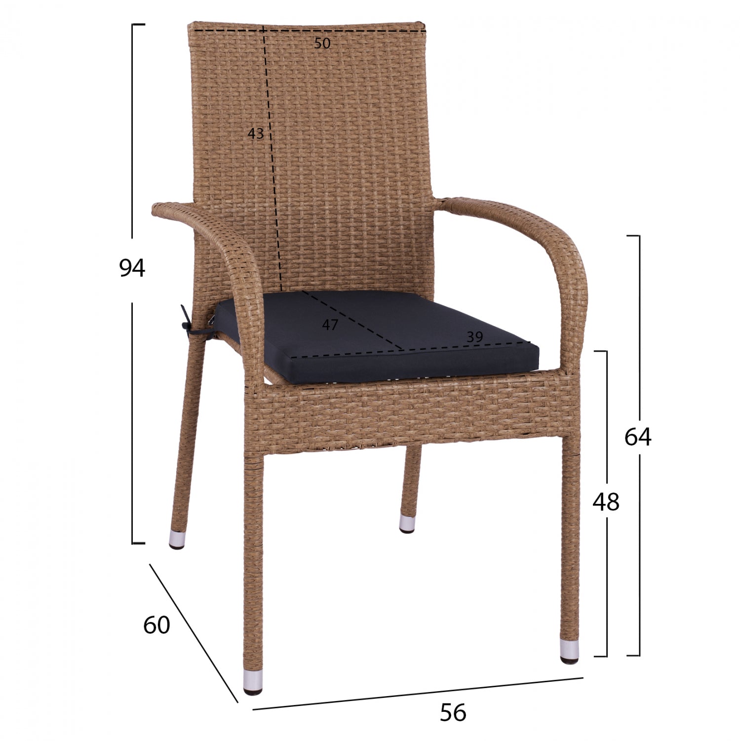 ΣΕΤ ΤΡΑΠΕΖΑΡΙΑΣ 5ΤΜΧ ΤΡΑΠ. 120Χ70 & ΠΟΛΥΘΡΟΝΕΣ WICKER RATTAN ΜΠΕΖ ΚΑΦΕ HM11711.32 - Pakobazaar