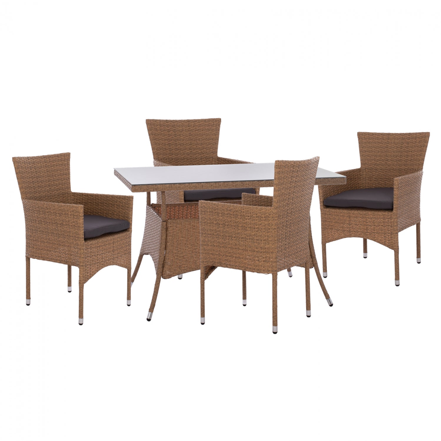 ΣΕΤ ΤΡΑΠΕΖΑΡΙΑΣ 5ΤΜΧ ΤΡΑΠ. 120Χ70 & ΠΟΛΥΘΡΟΝΕΣ WICKER RATTAN ΜΠΕΖ ΚΑΦΕ HM11712.32 - Pakobazaar