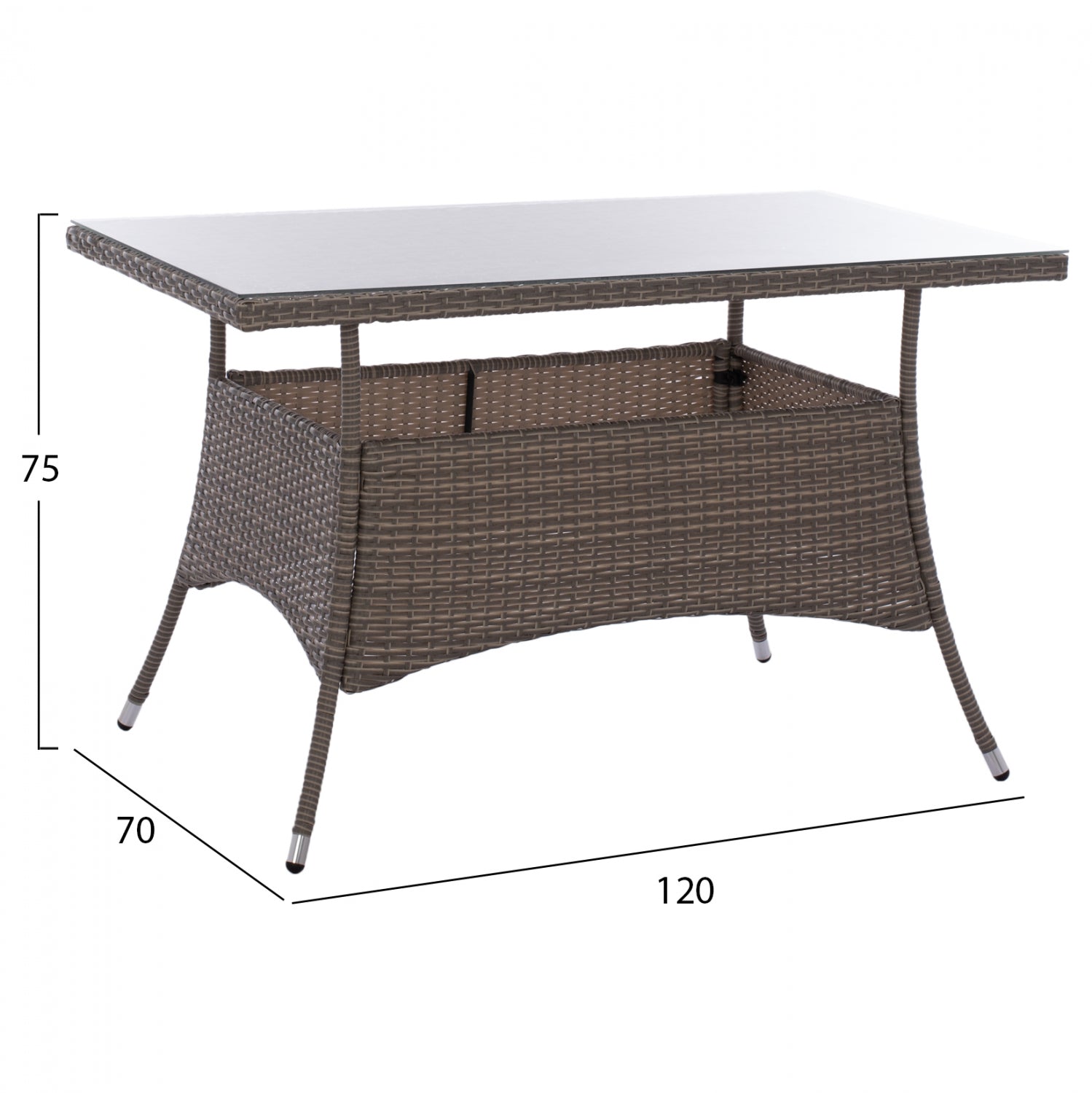 ΣΕΤ ΤΡΑΠΕΖΑΡΙΑΣ 5ΤΜΧ ΤΡΑΠ. 120X70 & ΠΟΛΥΘΡΟΝΕΣ WICKER RATTAN ΓΚΡΙ HM11711.31 - Pakobazaar