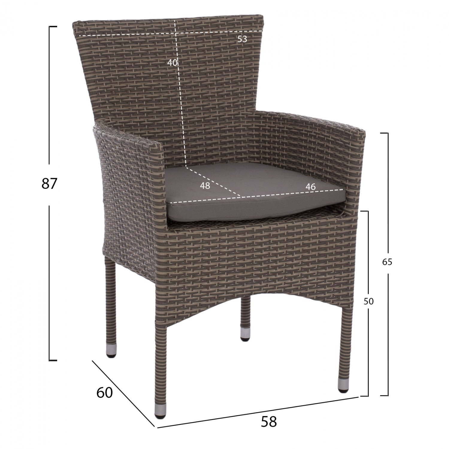 ΣΕΤ ΤΡΑΠΕΖΑΡΙΑΣ 5ΤΜΧ ΤΡΑΠ. 150Χ90 & 6 ΠΟΛΥΘΡΟΝΕΣ WICKER RATTAN ΓΚΡΙ HM11715.01 - Pakobazaar