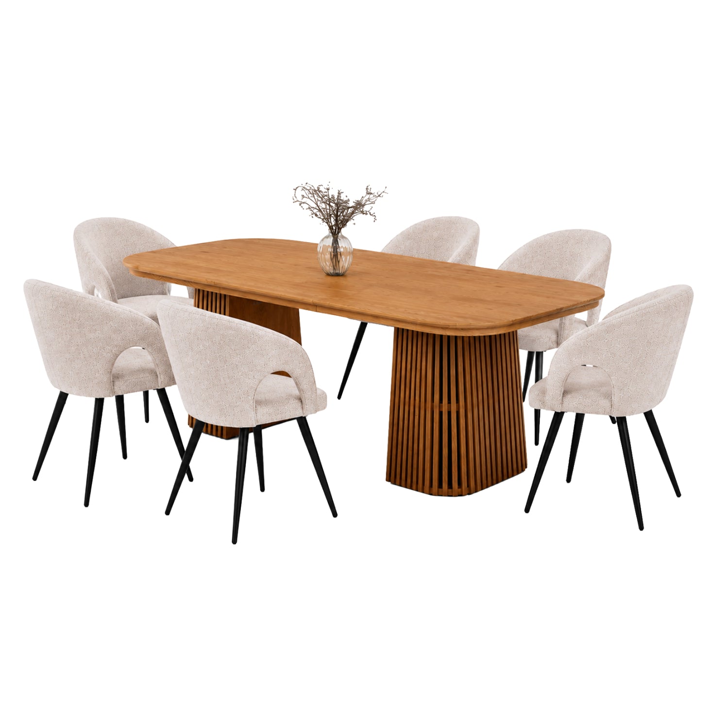 ΣΕΤ ΤΡΑΠΕΖΑΡΙΑΣ 7ΤΜΧ ΕΠΕΚΤΕΙΝΟΜΕΝΟ CORNEL HM12107.02 MDF--ΥΦΑΣΜΑ ΜΠΕΖ - Pakobazaar