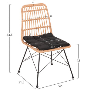 ΣΕΤ ΤΡΑΠΕΖΑΡΙΑΣ 7ΤΜΧ ALLEGRA HM10495 WICKER ΜΠΕΖ-ΜΕΤΑΛΛΟ ΜΑΥΡΟ - Pakobazaar