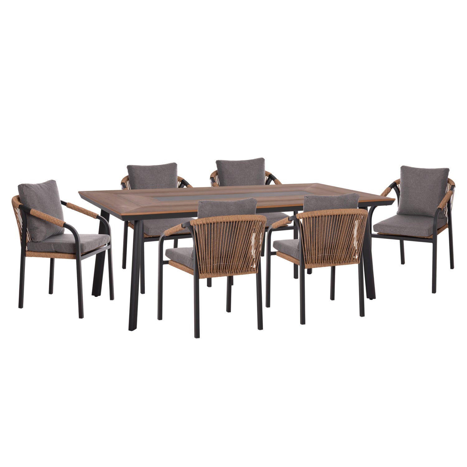 ΣΕΤ ΤΡΑΠΕΖΑΡΙΑΣ 7ΤΜΧ MAERLY HM10826.13 ΑΛΟΥΜΙΝΙΟ & ΜΑΞΙΛΑΡΙΑ ΣΚΟΥΡΟ ΓΚΡΙ--POLYWOOD - Pakobazaar