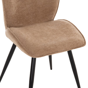 ΣΕΤ ΤΡΑΠΕΖΑΡΙΑΣ 7ΤΜΧ GAFF HM10935.03 MDF TOP ΚΑΡΥΔΙ--ΥΦΑΣΜΑ TAUPE & ΜΕΤΑΛΛΟ ΜΑΥΡΟ - Pakobazaar