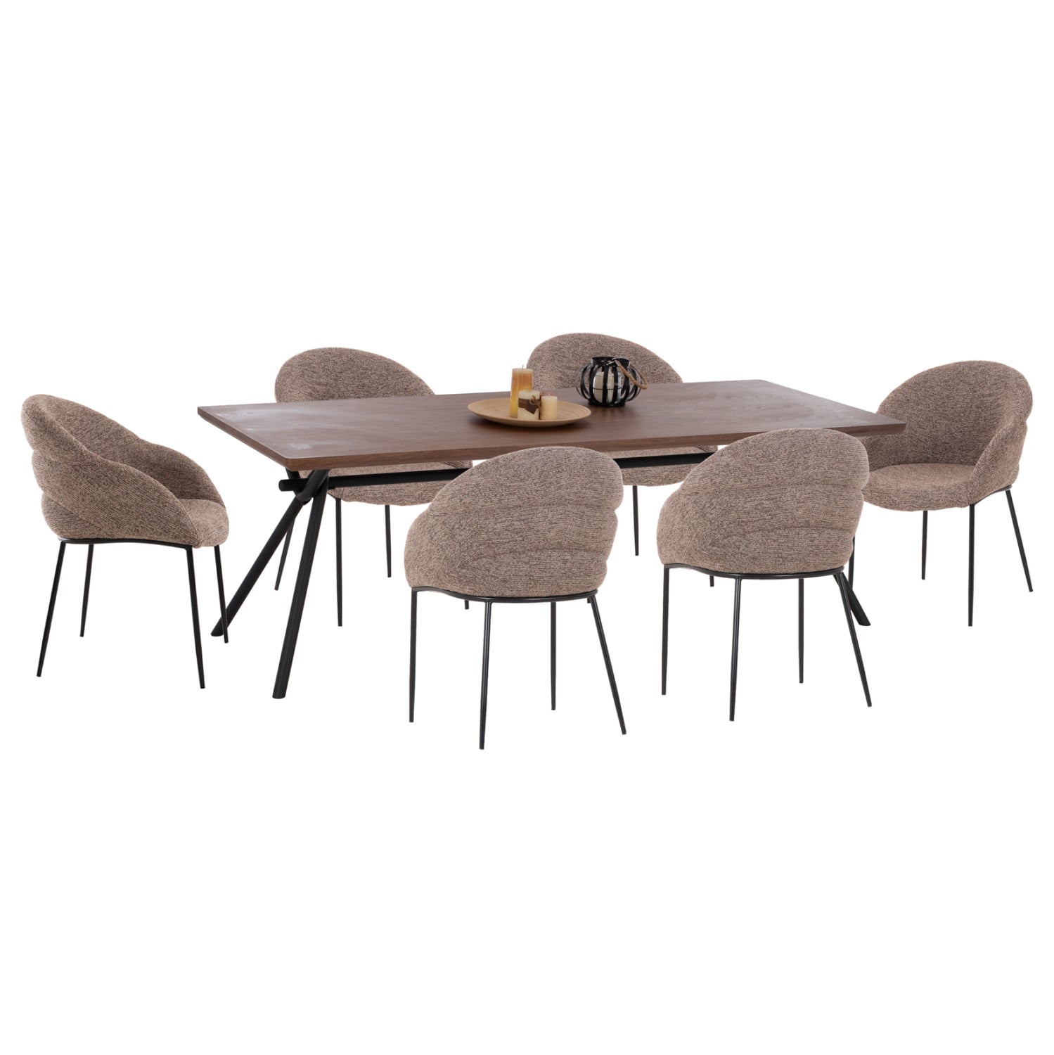 ΣΕΤ ΤΡΑΠΕΖΑΡΙΑΣ 7ΤΜΧ MANDY HM10957.03 MDF TOP--ΥΦΑΣΜΑ TAUPE & ΜΕΤΑΛ.ΠΟΔΙΑ - Pakobazaar