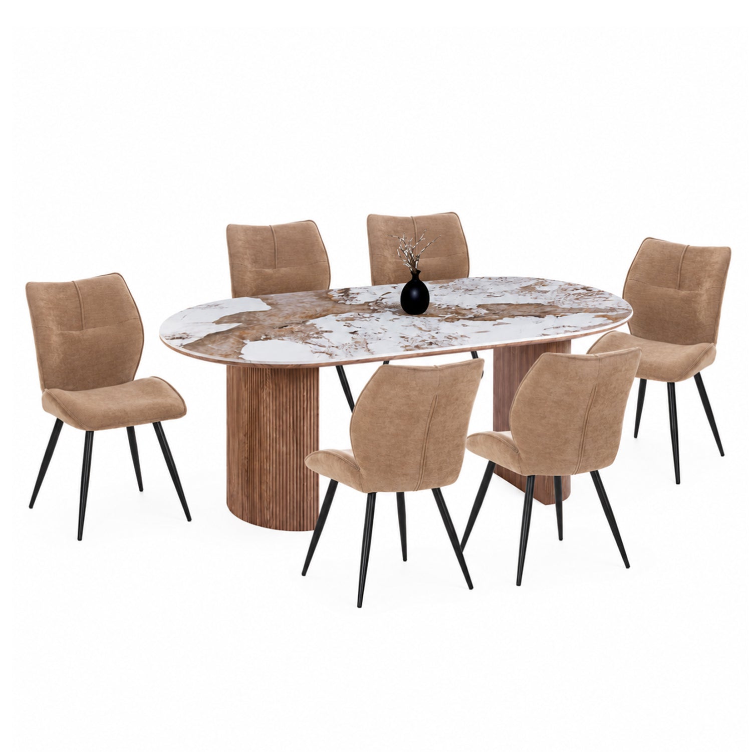 ΣΕΤ ΤΡΑΠΕΖΑΡΙΑΣ 7ΤΜΧ MARBLEX HM11394.03 ΚΕΡΑΜΙΚΟ TOP PANDORA--ΚΑΡΕΚΛΕΣ ΥΦΑΣΜΑ TAUPE