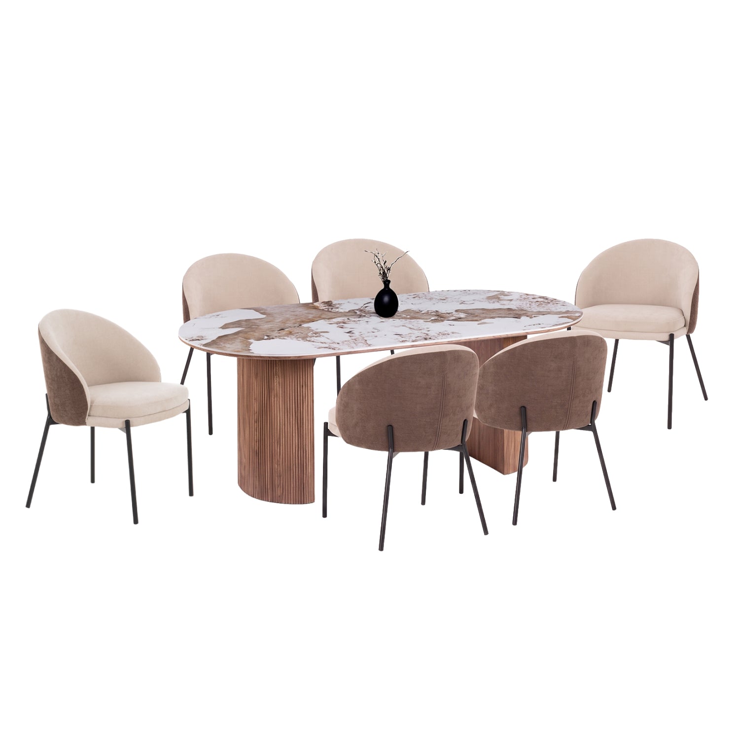 ΣΕΤ ΤΡΑΠΕΖΑΡΙΑΣ 7ΤΜΧ DETTON HM12100.02 ΚΕΡΑΜΙΚΟ TOP PANDORA--ΥΦΑΣΜΑ ΜΠΕΖ/ΚΑΦΕ - Pakobazaar