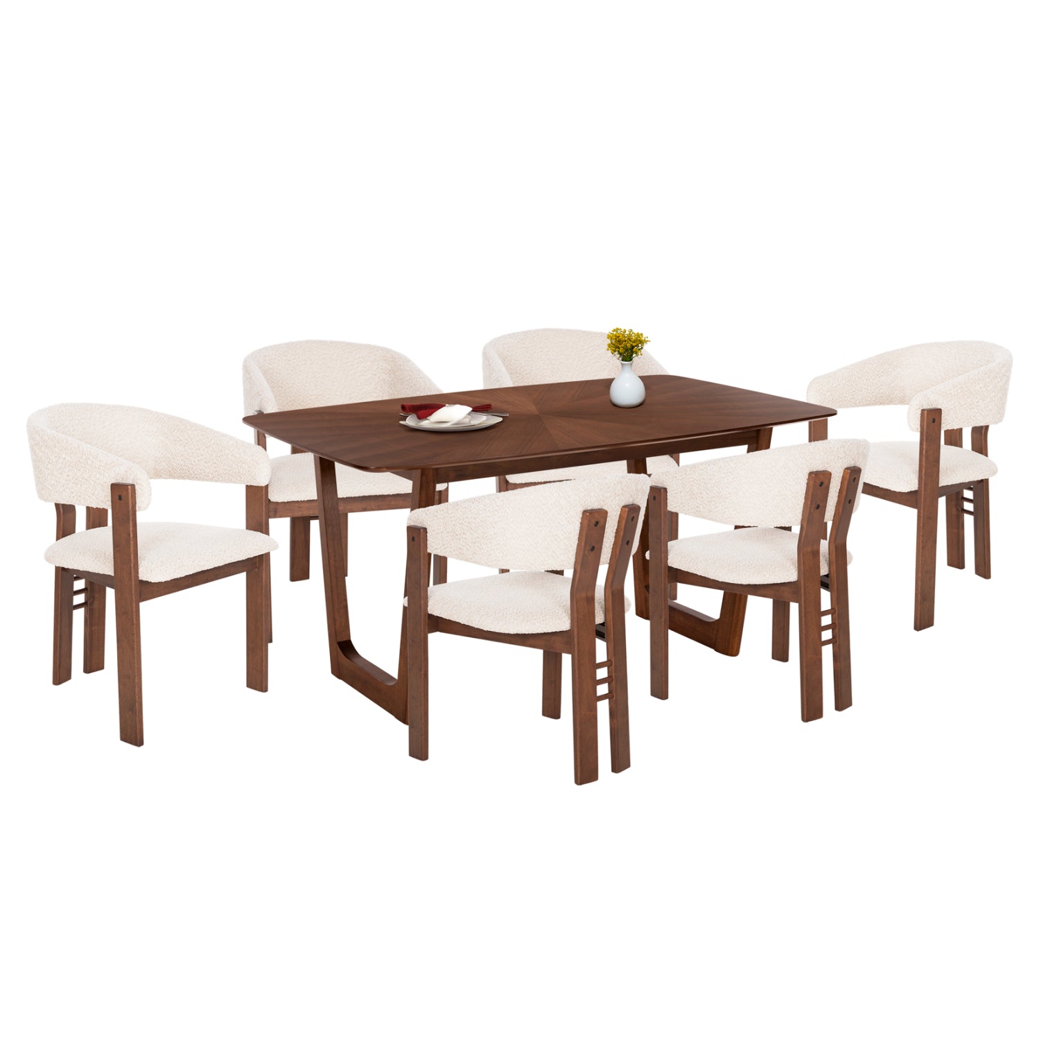 ΣΕΤ ΤΡΑΠΕΖΑΡΙΑΣ 7ΤΜΧ ZARRA HM21338.01 ΤΡΑΠΕΖΙ ΑΠΟ MDF--ΚΑΡΕΚΛΕΣ ΜΕ ΜΠΟΥΚΛΕ ΥΦΑΣΜΑ - Pakobazaar