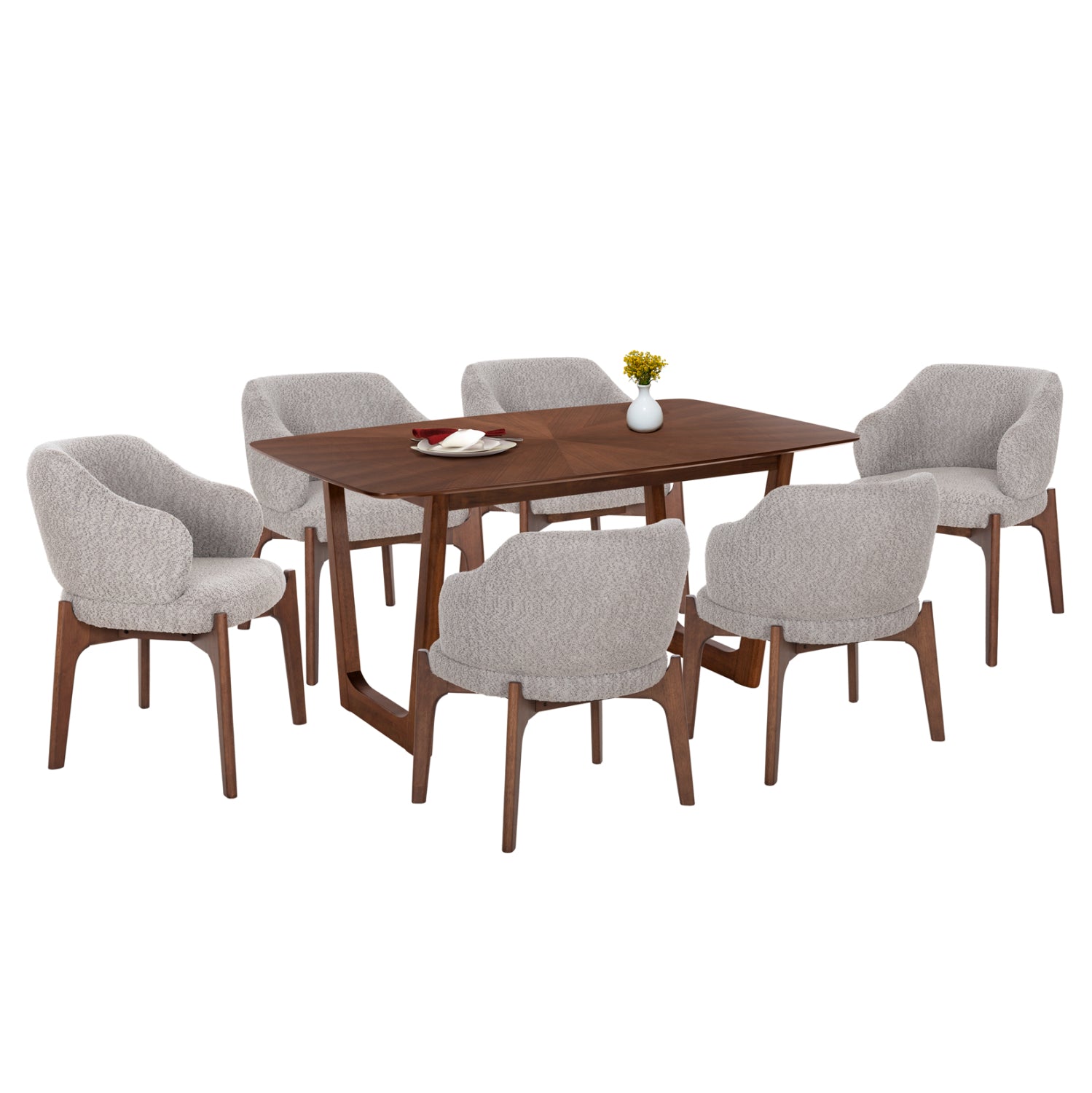 ΣΕΤ ΤΡΑΠΕΖΑΡΙΑΣ 7ΤΜΧ ABAI HM21338.02 ΤΡΑΠΕΖΙ ΑΠΟ MDF--ΚΑΡΕΚΛΕΣ ΜΕ ΜΠΟΥΚΛΕ ΥΦΑΣΜΑ - Pakobazaar