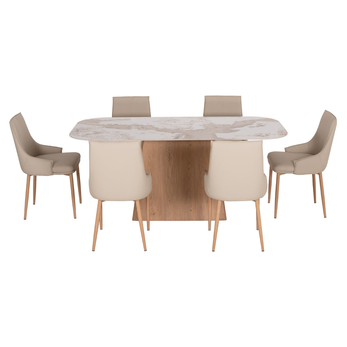 ΣΕΤ ΤΡΑΠΕΖΑΡΙΑΣ 7ΤΜΧ NORDU HM21359 ΚΕΡΑΜΙΚΟ TOP/MDF ΒΑΣΗ--PU ΚΡΕΜ/ΜΕΤΑΛ.ΠΟΔΙΑ - Pakobazaar
