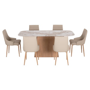 ΣΕΤ ΤΡΑΠΕΖΑΡΙΑΣ 7ΤΜΧ NORDU HM21359 ΚΕΡΑΜΙΚΟ TOP/MDF ΒΑΣΗ--PU ΚΡΕΜ/ΜΕΤΑΛ.ΠΟΔΙΑ - Pakobazaar