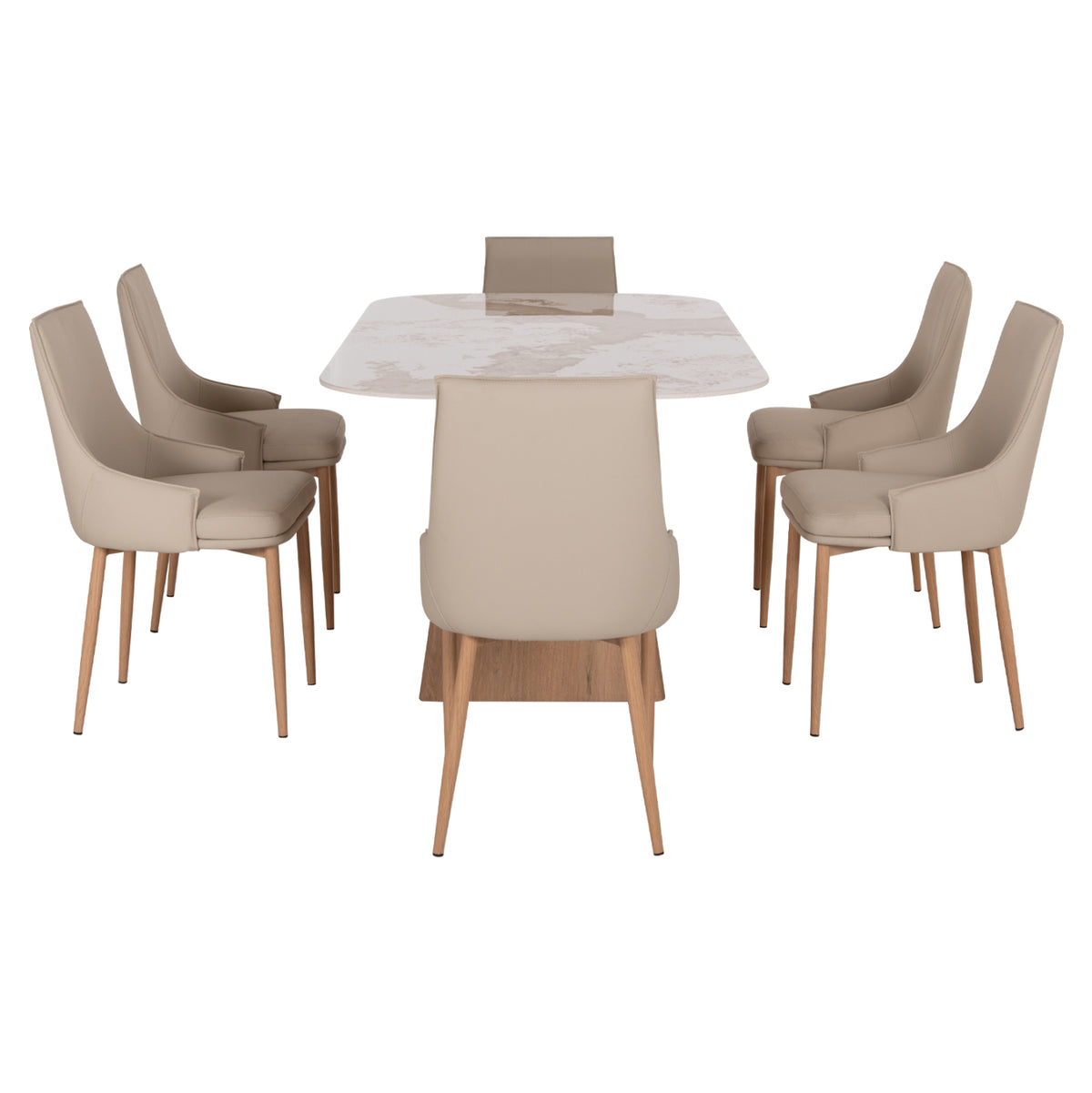 ΣΕΤ ΤΡΑΠΕΖΑΡΙΑΣ 7ΤΜΧ NORDU HM21359 ΚΕΡΑΜΙΚΟ TOP/MDF ΒΑΣΗ--PU ΚΡΕΜ/ΜΕΤΑΛ.ΠΟΔΙΑ - Pakobazaar
