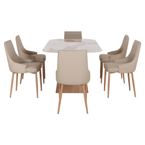 ΣΕΤ ΤΡΑΠΕΖΑΡΙΑΣ 7ΤΜΧ NORDU HM21359 ΚΕΡΑΜΙΚΟ TOP/MDF ΒΑΣΗ--PU ΚΡΕΜ/ΜΕΤΑΛ.ΠΟΔΙΑ - Pakobazaar