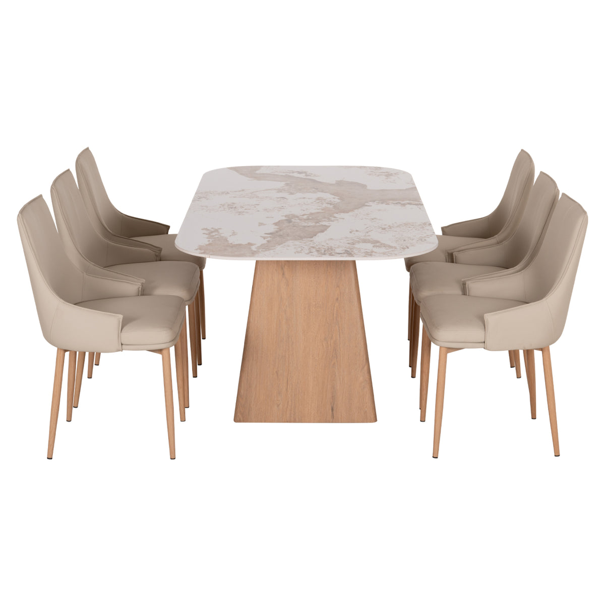 ΣΕΤ ΤΡΑΠΕΖΑΡΙΑΣ 7ΤΜΧ NORDU HM21359 ΚΕΡΑΜΙΚΟ TOP/MDF ΒΑΣΗ--PU ΚΡΕΜ/ΜΕΤΑΛ.ΠΟΔΙΑ - Pakobazaar