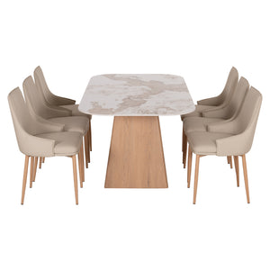 ΣΕΤ ΤΡΑΠΕΖΑΡΙΑΣ 7ΤΜΧ NORDU HM21359 ΚΕΡΑΜΙΚΟ TOP/MDF ΒΑΣΗ--PU ΚΡΕΜ/ΜΕΤΑΛ.ΠΟΔΙΑ - Pakobazaar