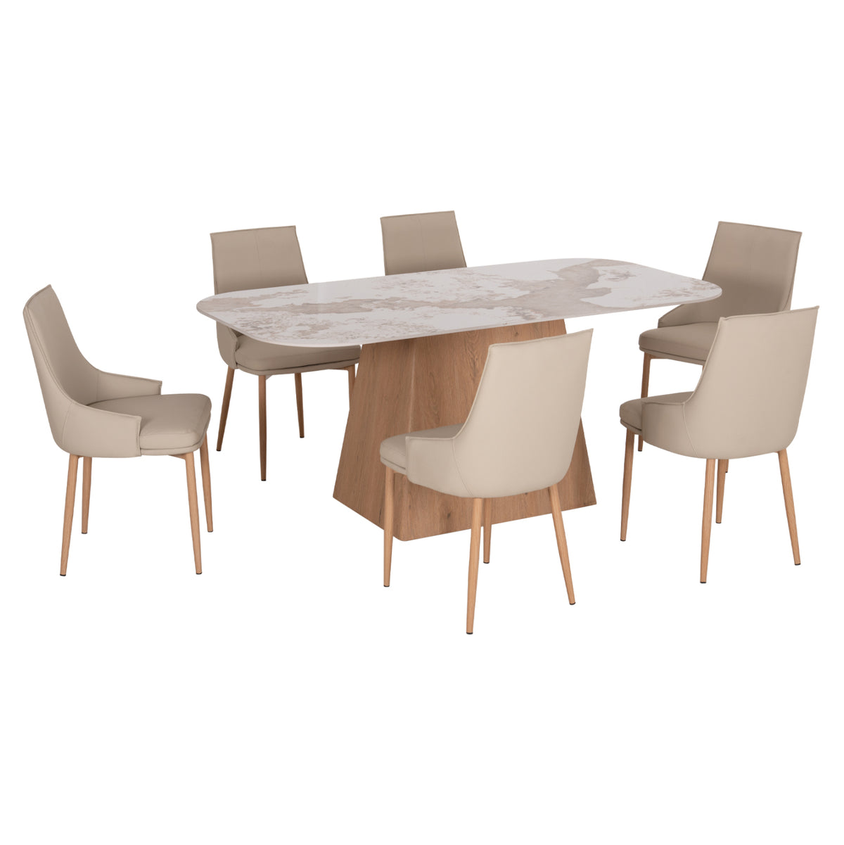 ΣΕΤ ΤΡΑΠΕΖΑΡΙΑΣ 7ΤΜΧ NORDU HM21359 ΚΕΡΑΜΙΚΟ TOP/MDF ΒΑΣΗ--PU ΚΡΕΜ/ΜΕΤΑΛ.ΠΟΔΙΑ - Pakobazaar