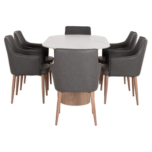 ΣΕΤ ΤΡΑΠΕΖΑΡΙΑΣ 7ΤΜΧ MELLOW HM21360 ΚΕΡΑΜΙΚΟ TOP/MDF ΠΟΔΙΑ--PU ΓΚΡΙ/ΜΕΤΑΛ.ΠΟΔΙΑ - Pakobazaar