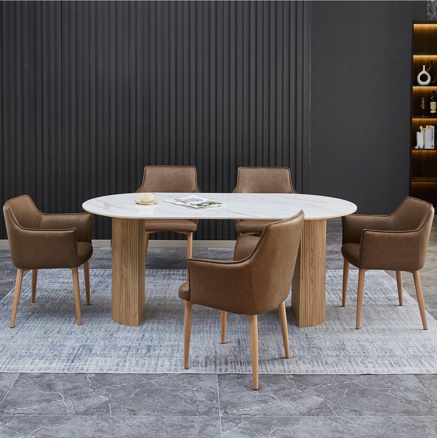 ΣΕΤ ΤΡΑΠΕΖΑΡΙΑΣ 7ΤΜΧ MELLOW HM21361 ΚΕΡΑΜΙΚΟ TOP/MDF ΠΟΔΙΑ--PU ΚΑΦΕ/ΜΕΤΑΛ.ΠΟΔΙΑ - Pakobazaar
