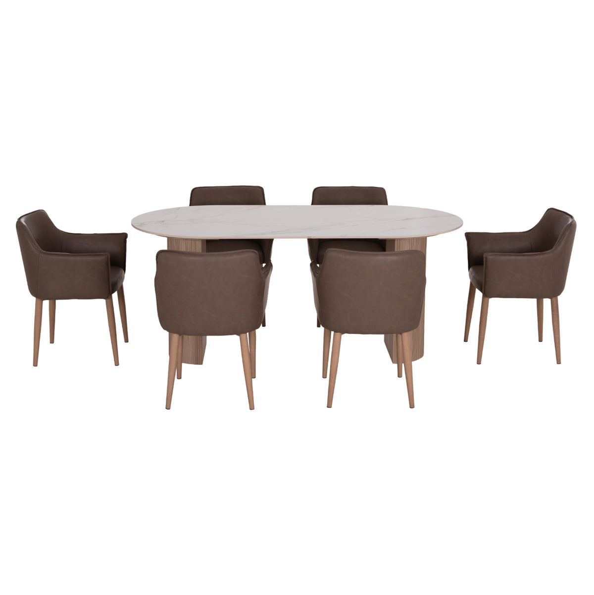 ΣΕΤ ΤΡΑΠΕΖΑΡΙΑΣ 7ΤΜΧ MELLOW HM21361 ΚΕΡΑΜΙΚΟ TOP/MDF ΠΟΔΙΑ--PU ΚΑΦΕ/ΜΕΤΑΛ.ΠΟΔΙΑ - Pakobazaar