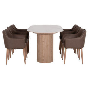 ΣΕΤ ΤΡΑΠΕΖΑΡΙΑΣ 7ΤΜΧ MELLOW HM21361 ΚΕΡΑΜΙΚΟ TOP/MDF ΠΟΔΙΑ--PU ΚΑΦΕ/ΜΕΤΑΛ.ΠΟΔΙΑ - Pakobazaar