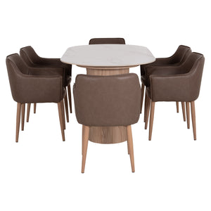 ΣΕΤ ΤΡΑΠΕΖΑΡΙΑΣ 7ΤΜΧ MELLOW HM21361 ΚΕΡΑΜΙΚΟ TOP/MDF ΠΟΔΙΑ--PU ΚΑΦΕ/ΜΕΤΑΛ.ΠΟΔΙΑ - Pakobazaar