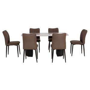 ΣΕΤ ΤΡΑΠΕΖΑΡΙΑΣ 7ΤΜΧ MINAO HM21362 ΚΕΡΑΜΙΚΟ TOP/MDF ΠΟΔΙΑ--PU ΚΑΦΕ/ΜΕΤΑΛ.ΠΟΔΙΑ - Pakobazaar