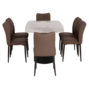 ΣΕΤ ΤΡΑΠΕΖΑΡΙΑΣ 7ΤΜΧ MINAO HM21362 ΚΕΡΑΜΙΚΟ TOP/MDF ΠΟΔΙΑ--PU ΚΑΦΕ/ΜΕΤΑΛ.ΠΟΔΙΑ - Pakobazaar