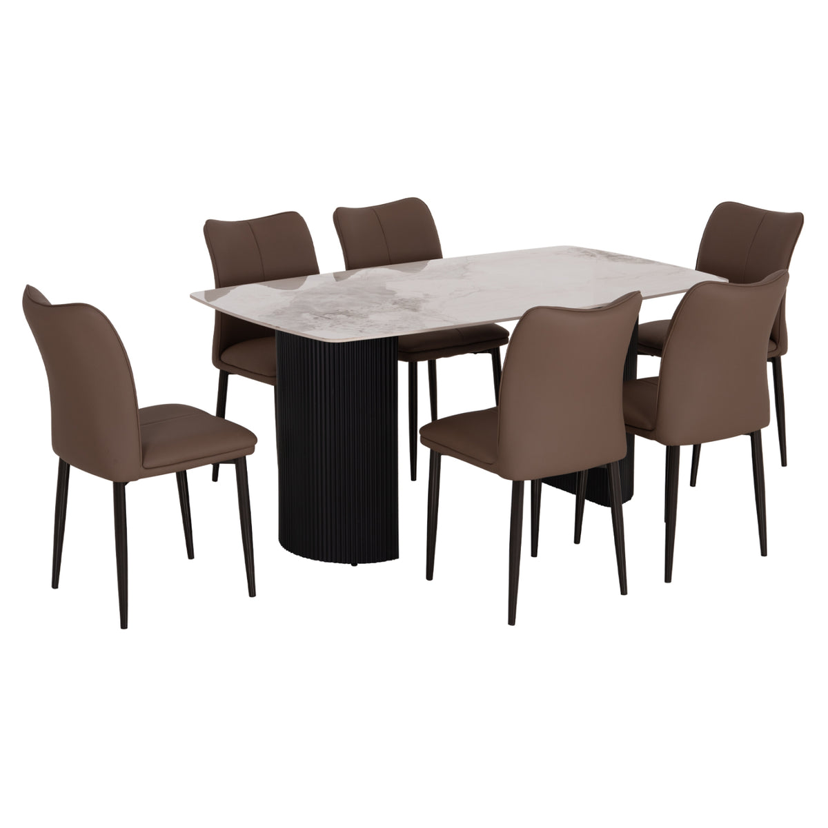 ΣΕΤ ΤΡΑΠΕΖΑΡΙΑΣ 7ΤΜΧ MINAO HM21362 ΚΕΡΑΜΙΚΟ TOP/MDF ΠΟΔΙΑ--PU ΚΑΦΕ/ΜΕΤΑΛ.ΠΟΔΙΑ - Pakobazaar