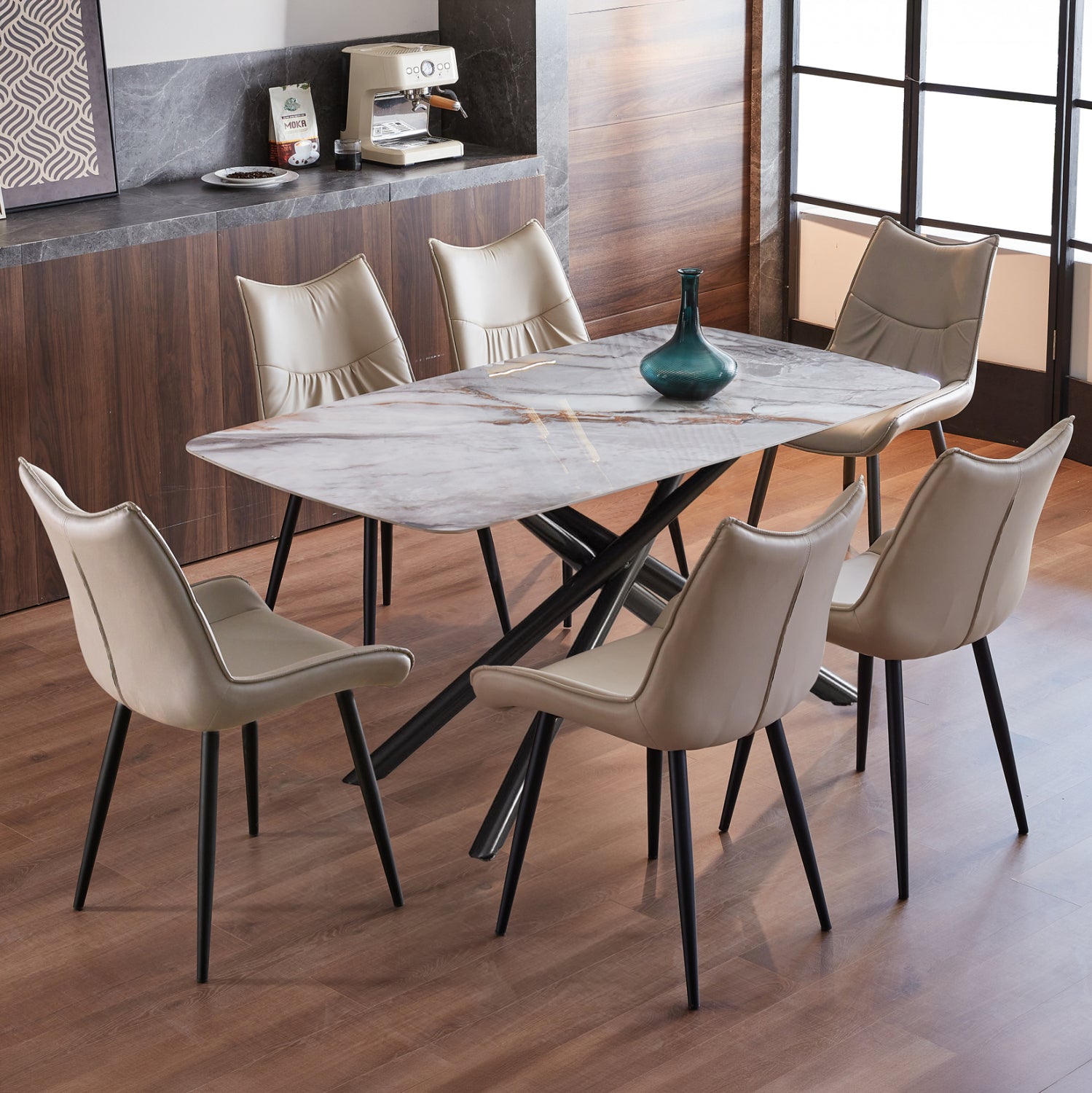 ΣΕΤ ΤΡΑΠΕΖΑΡΙΑΣ 7ΤΜΧ ISKA HM21363 ΚΕΡΑΜΙΚΟ TOP/ΜΕΤΑΛ. ΠΟΔΙΑ--PU ΜΠΕΖ/ΜΕΤΑΛ.ΠΟΔΙΑ - Pakobazaar