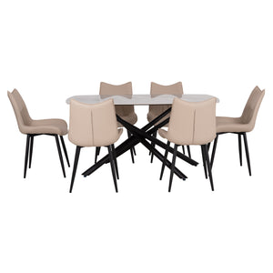 ΣΕΤ ΤΡΑΠΕΖΑΡΙΑΣ 7ΤΜΧ ISKA HM21363 ΚΕΡΑΜΙΚΟ TOP/ΜΕΤΑΛ. ΠΟΔΙΑ--PU ΜΠΕΖ/ΜΕΤΑΛ.ΠΟΔΙΑ - Pakobazaar