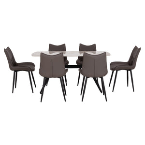 ΣΕΤ ΤΡΑΠΕΖΑΡΙΑΣ 7ΤΜΧ AIKA HM21364 ΚΕΡΑΜΙΚΟ TOP/ΜΕΤΑΛ. ΠΟΔΙΑ--PU ΓΚΡΙ/ΜΕΤΑΛ.ΠΟΔΙΑ - Pakobazaar