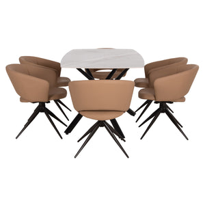 ΣΕΤ ΤΡΑΠΕΖΑΡΙΑΣ 7ΤΜΧ HANAE HM21365 ΚΕΡΑΜΙΚΟ TOP/ΜΕΤΑΛ. ΠΟΔΙΑ--PU ΜΟΚΑ/ΜΕΤΑΛ.ΠΟΔΙΑ - Pakobazaar