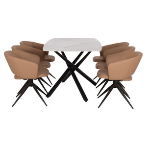 ΣΕΤ ΤΡΑΠΕΖΑΡΙΑΣ 7ΤΜΧ HANAE HM21365 ΚΕΡΑΜΙΚΟ TOP/ΜΕΤΑΛ. ΠΟΔΙΑ--PU ΜΟΚΑ/ΜΕΤΑΛ.ΠΟΔΙΑ - Pakobazaar