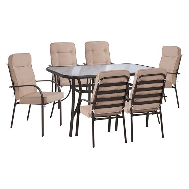 ΣΕΤ ΤΡΑΠΕΖΑΡΙΑΣ 7TMX ΤΡΑΠΕΖΙ 150Χ90Χ72Υεκ.ΚΑΙ 6 ΠΟΛΥΘΡΟΝΕΣ ΜΕΤΑΛΛΟ ΚΑΦΕ HM10561.02 - Pakobazaar