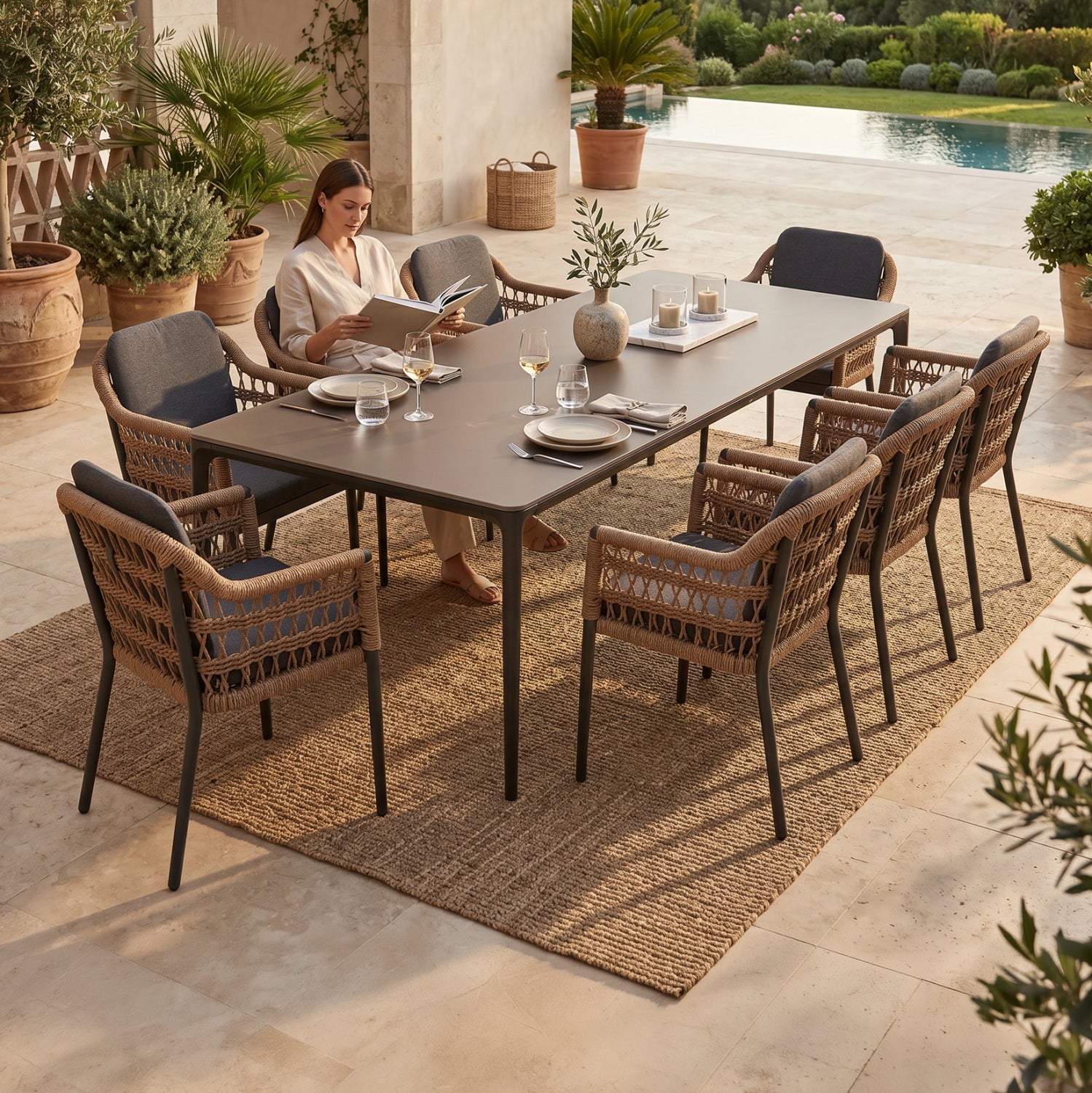 ΣΕΤ ΤΡΑΠΕΖΑΡΙΑΣ 9ΤΜΧ STAD HM10865.01 ΓΚΡΙ ΑΛΟΥΜΙΝΙΟ-SINTERED STONE TOP-OLEFIN - Pakobazaar