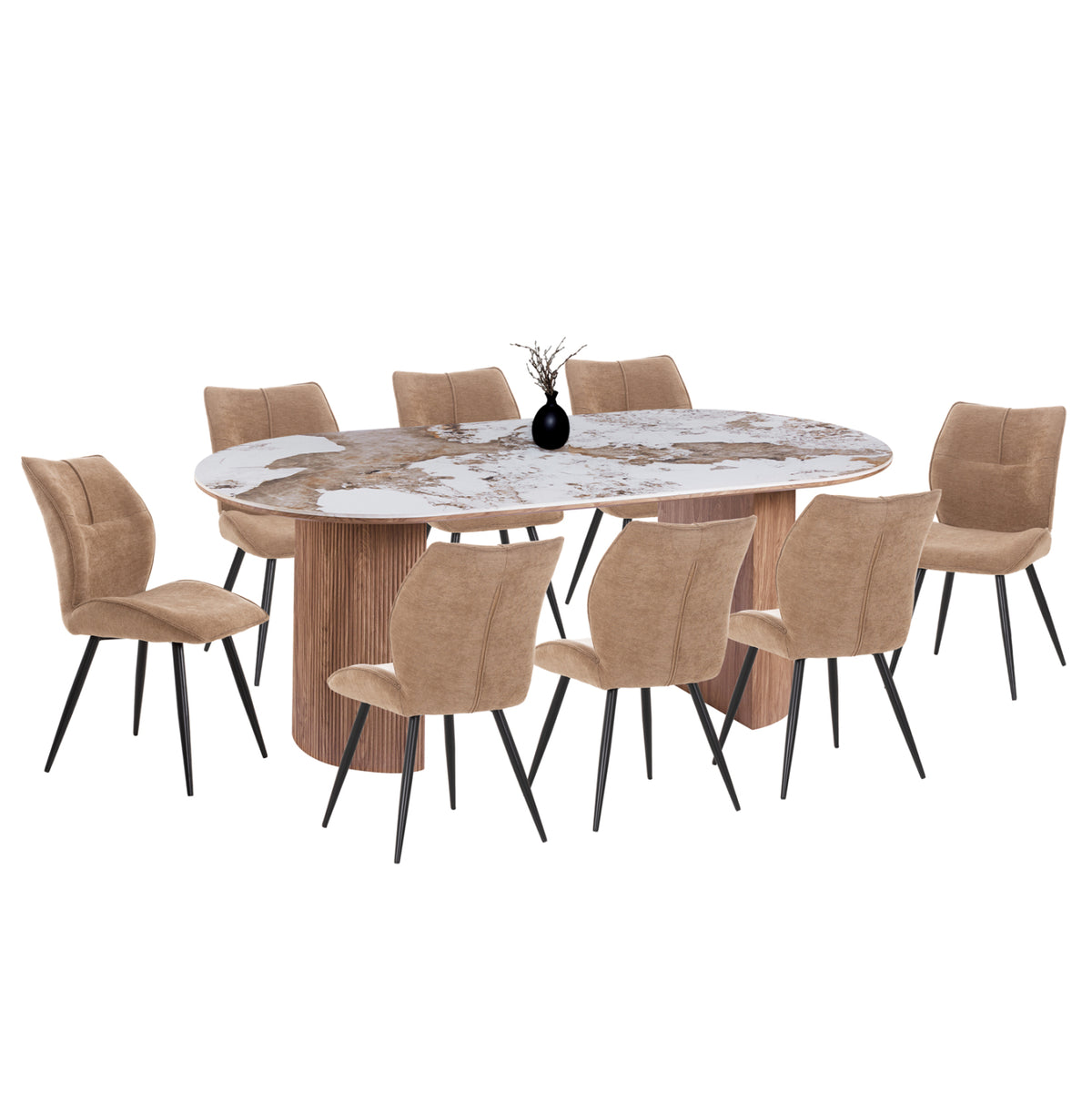 ΣΕΤ ΤΡΑΠΕΖΑΡΙΑΣ 9ΤΜΧ MARBLEX HM11394.03 ΚΕΡΑΜΙΚΟ TOP PANDORA--ΚΑΡΕΚΛΕΣ ΥΦΑΣΜΑ TAUPE - Pakobazaar