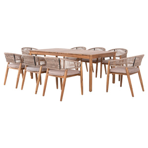ΣΕΤ ΤΡΑΠΕΖΑΡΙΑΣ 9ΤΜΧ NAVANT HM21066.02 ΤΡΑΠΕΖΙ & 8 ΚΑΡΕΚΛΕΣ ΞΥΛΟ ΑΚΑΚΙΑΣ-ΣΧΟΙΝΙ ΜΠΕΖ - Pakobazaar