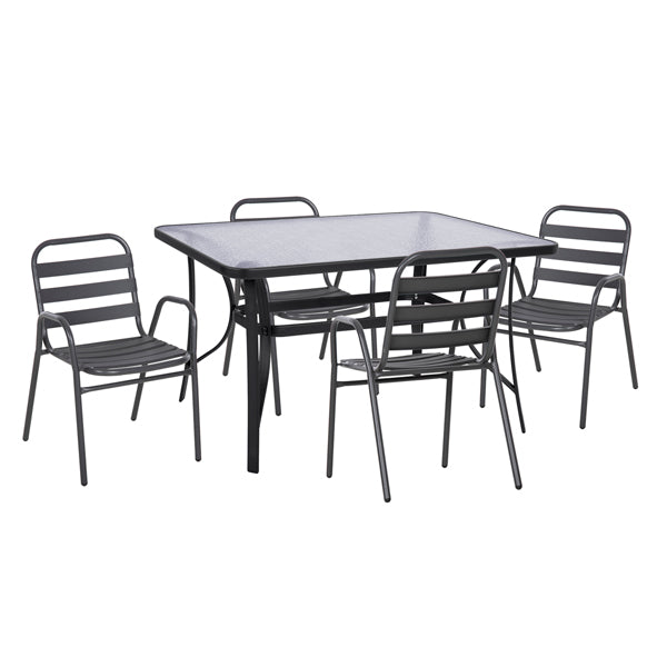 ΣΕΤ ΤΡΑΠΕΖΑΡΙΑΣ ΕΞ.ΧΩΡΟΥ 5ΤΜΧ PRELUDE HM21032 ΓΚΡΙ ΜΕΤΑΛΛΟ & ΑΛΟΥΜΙΝΙΟ - Pakobazaar