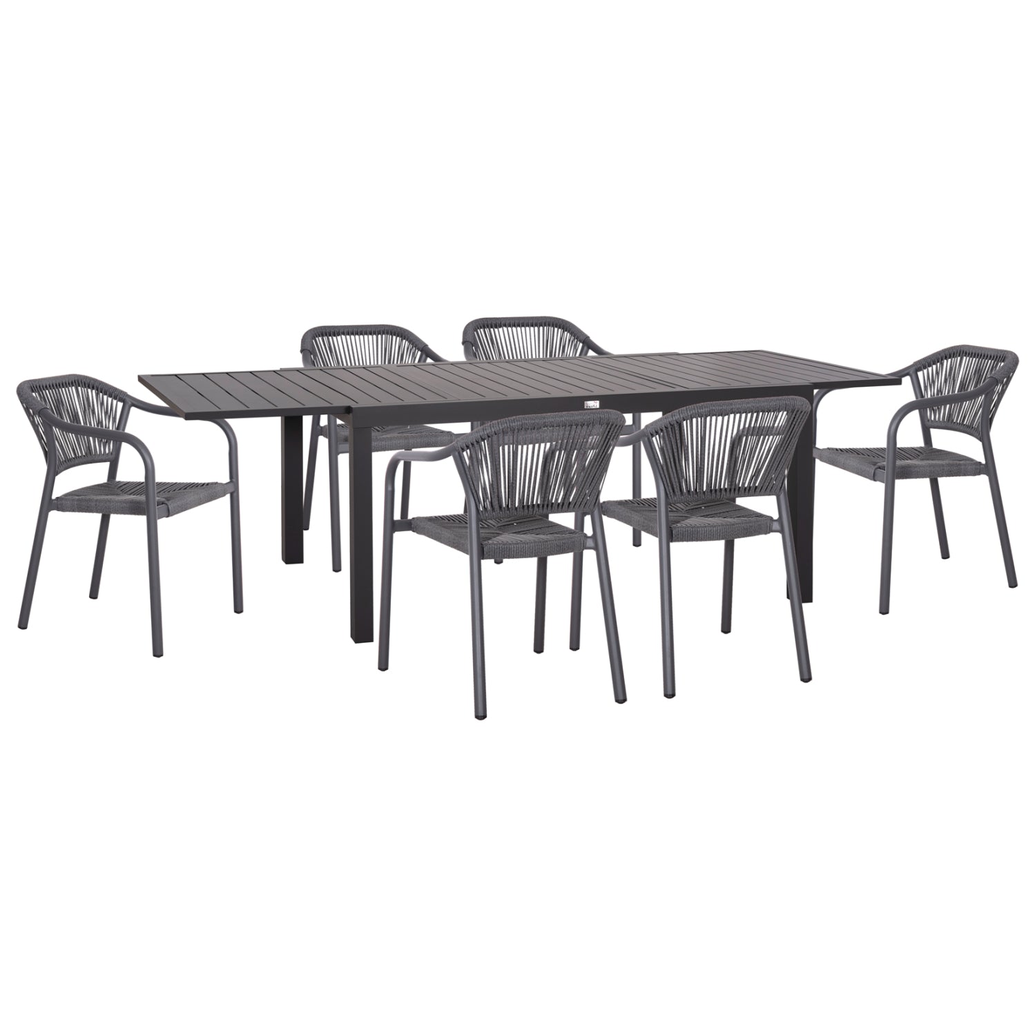 ΣΕΤ ΤΡΑΠΕΖΑΡΙΑΣ ΕΞ.ΧΩΡΟΥ 7ΤΜΧ KRUM HM21153 ΣΚΟΥΡΟ ΓΚΡΙ ΑΛΟΥΜΙΝΙΟ-P.E.TWISTED RATTAN - Pakobazaar